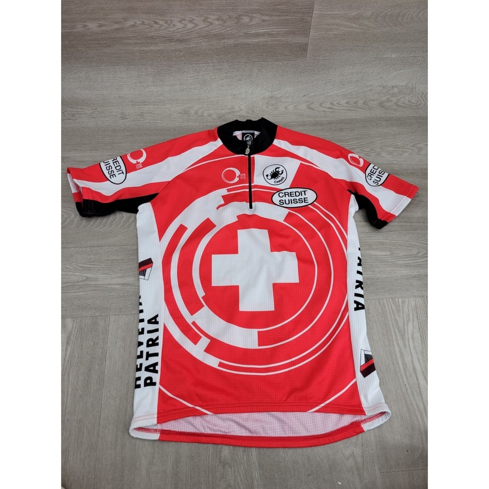 Vintage Credit Suisse Castelli Helvetia Patria Cycling Jersey Men's XL USA Made